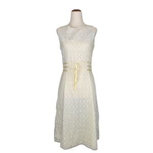 Faith Love Passion Vintage Cotton Eyelet Midi Dress Butter Yellow Detail  Size 7